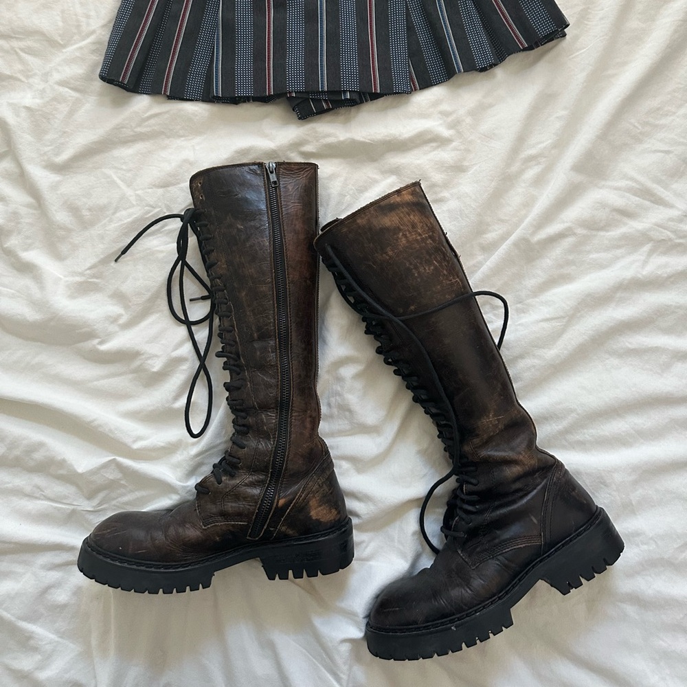 Ann Demeulemeester Lace-Up Leather Boots